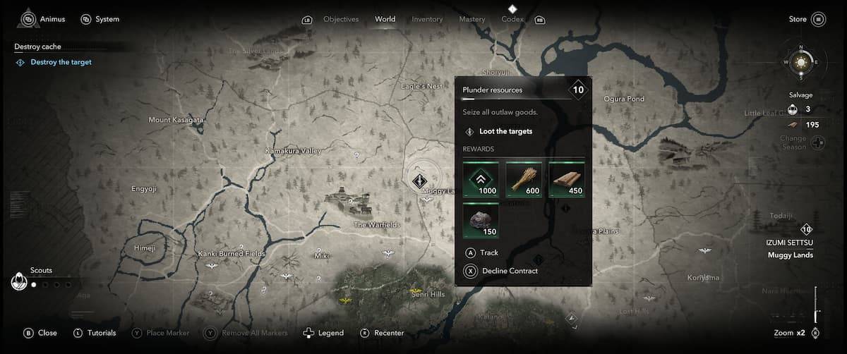 Assassin's Creed Shadows - Tabela de contratos
