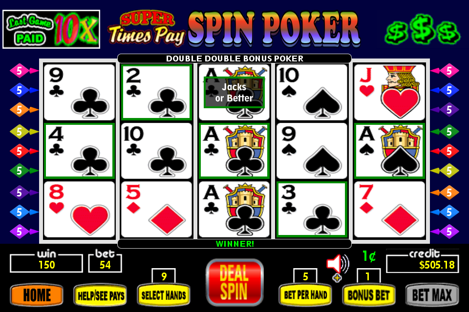 Super Times Pay Spin Poker - FREE Capture d'écran 0