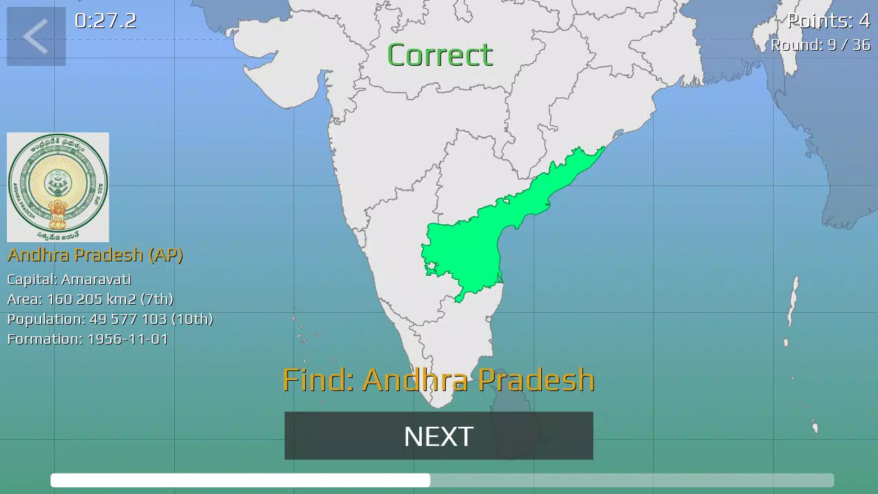 India Map Quiz Captura de pantalla 2