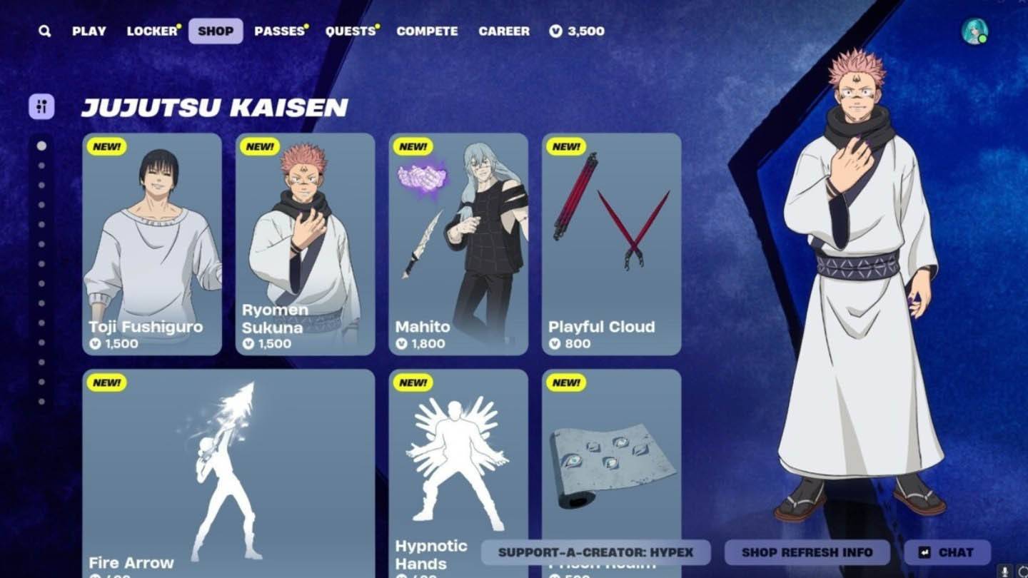 การทำงานร่วมกันของ Jujutsu Kaisen x Fortnite