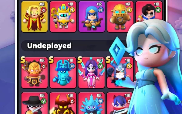 A frost queen with a menu of different heroes