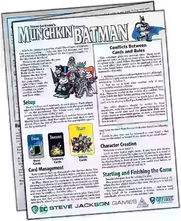 Munchkin बैटमैन नियम पूर्वावलोकन प्रस्तुत करता है