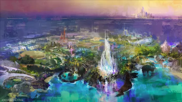 Konzeptkunst des neuen Disney Park in Abu Dhabi