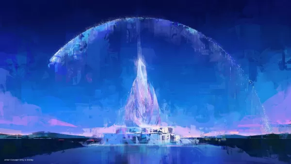 Konzeptkunst des neuen Disney Park in Abu Dhabi